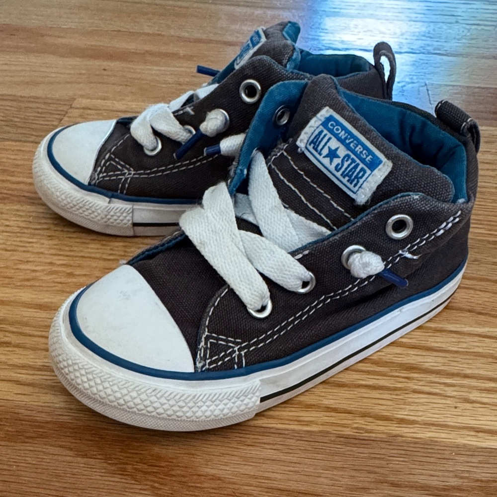 Converse Kids' Black and White Sneakers with Blue Accents